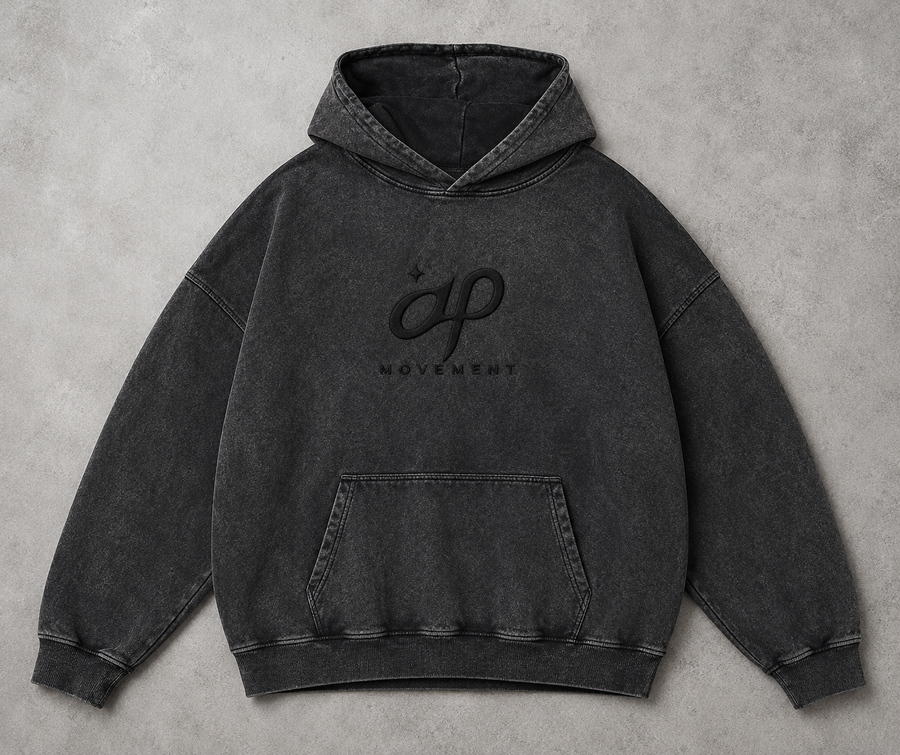 Vintage Embroidered Acid Wash Hoodie