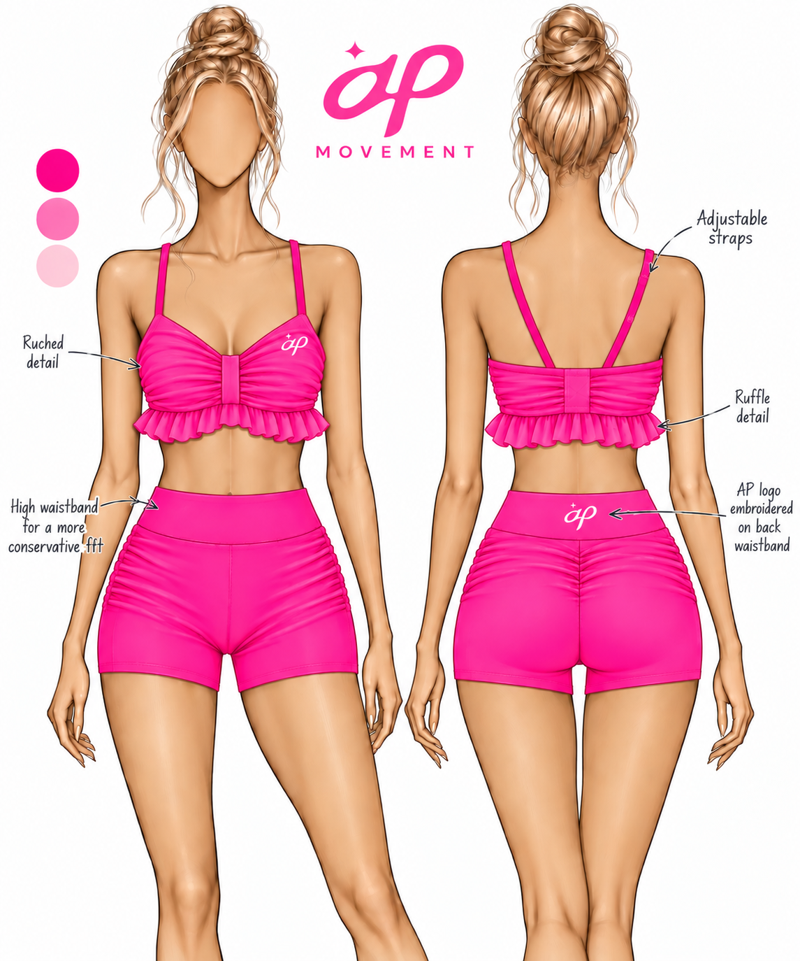 Pink Ruche Athletic Set