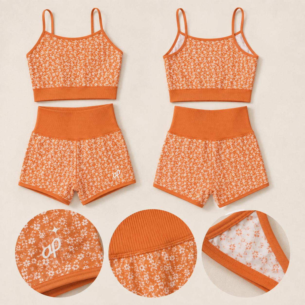 Orange Floral Activewear Set