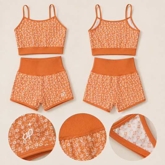 Orange Floral Activewear Set